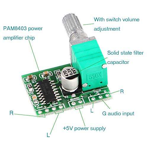 ماژول امپلی فایر 2x3W کلاس D با تراشه PAM8403 - تصویر 2