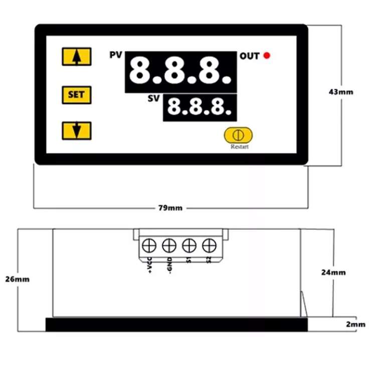 ماژول ترموستات دیجیتال دو نمایشگره مدل w3230 - تصویر 3