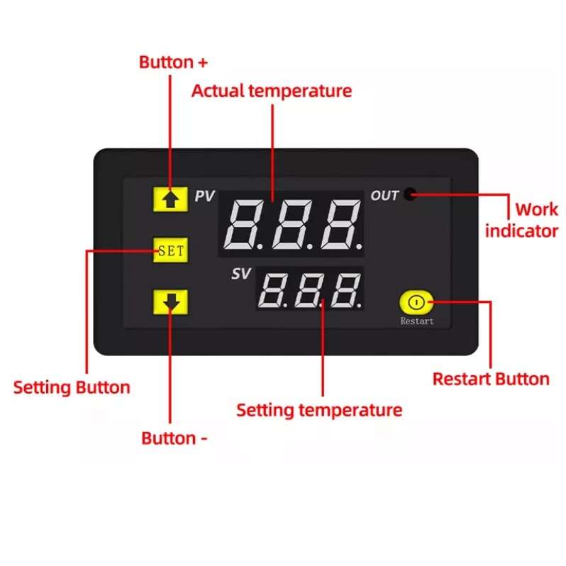 ماژول ترموستات دیجیتال دو نمایشگره مدل w3230 - تصویر 4